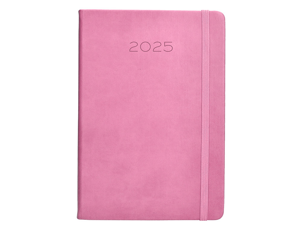 AGENDA ENCUADERNADA LIDERPAPEL MYKONOS A5 2025 DIA PAGINA COLOR ROSA PAPEL 70 GR