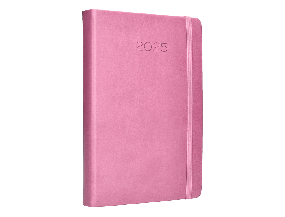 AGENDA ENCUADERNADA LIDERPAPEL MYKONOS A5 2025 DIA PAGINA COLOR ROSA PAPEL 70 GR